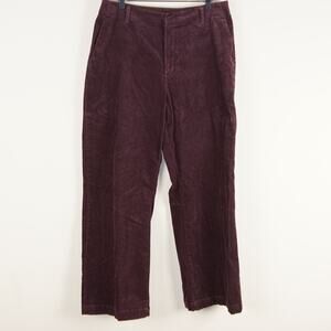 Uniqlo Wide Leg Dark Red Wine Corduroy Pants Womens Sz XL